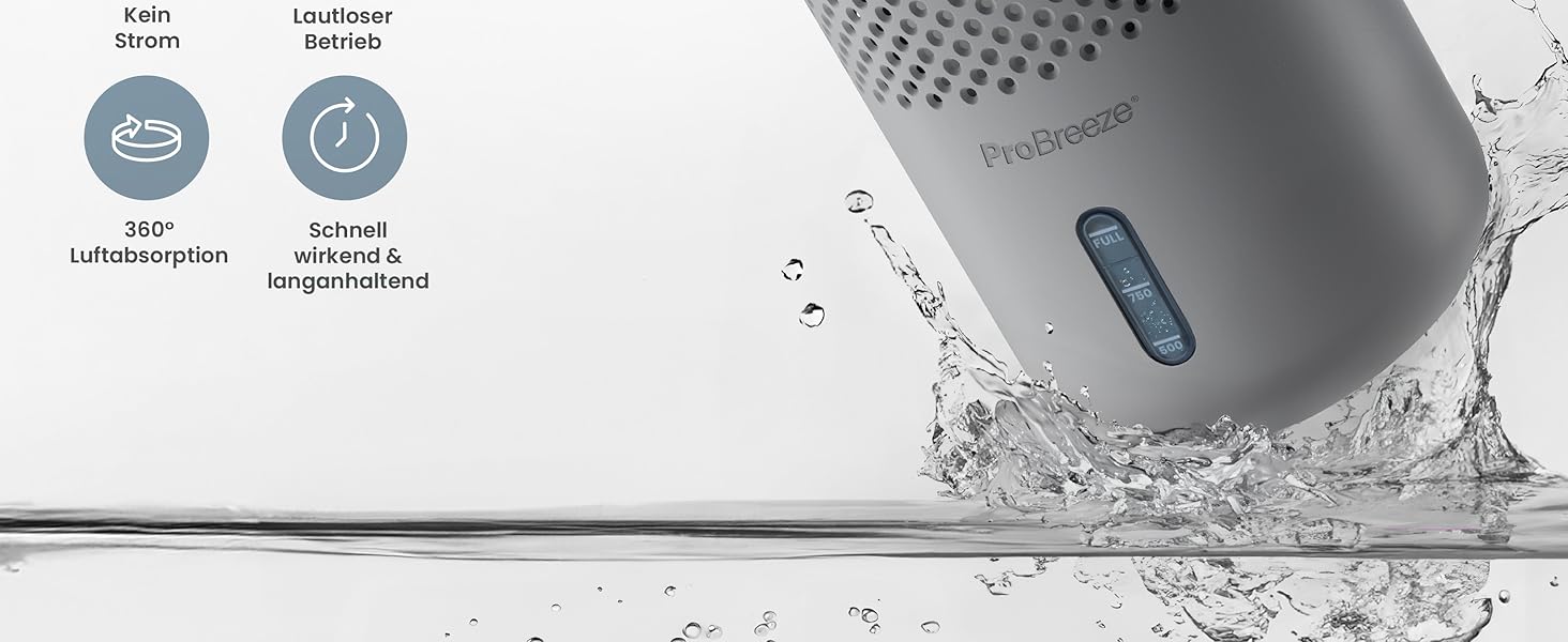 Зволожувач повітря Pro Breeze Osmo – безшумний, з можливістю поповнення – для дому, спальні, шафи, авто – міні-зволожувач без живлення – таблетка 700г (до 100 днів) сірий