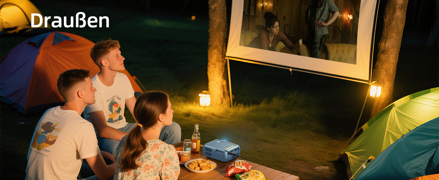 Mini Beamer Bluetooth WiFi: Портативний проєктор 1080P для телефону iPhone/Android, домашній/зовнішній, сумісний з USB/HDMI/Fire Stick/PS5