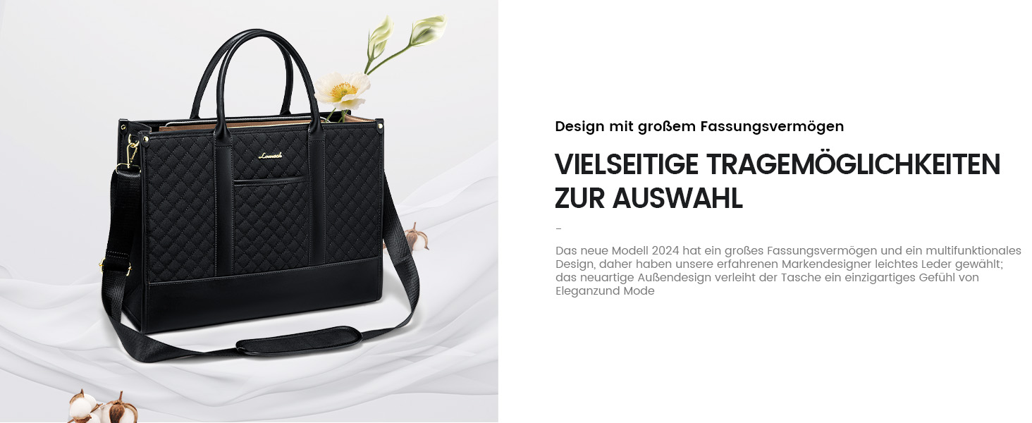 LOVEVOOK Сумка для ноутбука 15.6 дюймів, водонепроникна, для жінок, чорна, велика, ділова, шкіряна, для роботи, навчання, офісу, універсітету