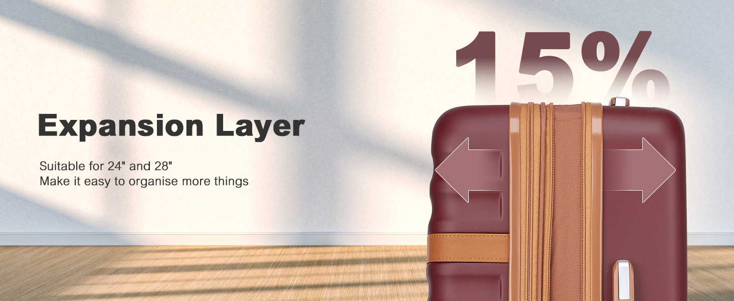 Чемодан-валіза KONO Mittelgroß (L) з ABS+PC, 4 колеса, TSA-замок (червоний/коричневий)