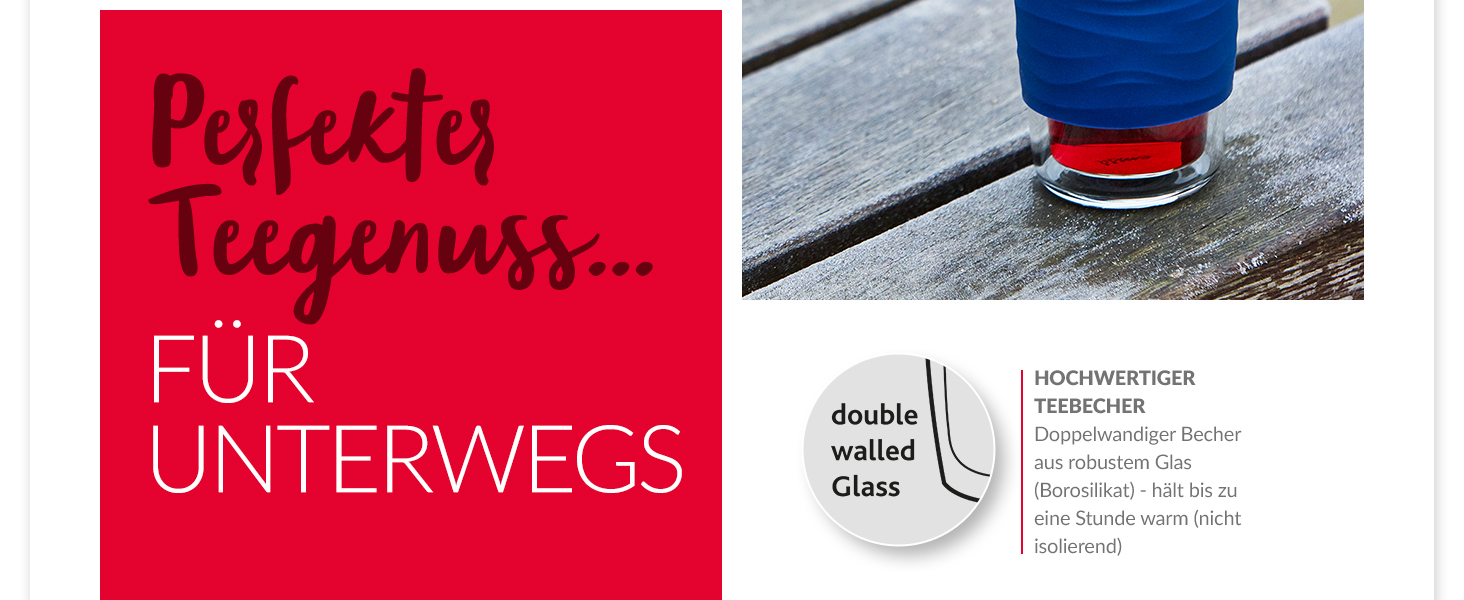 Емса N20805 Чайний горнятко з подвійними стінками | 0,4 л | знімний фільтр | без BPA | 100% герметичне | не протікає | придатне для миття в посудомийній машині | 360° отвір для пиття | Синій