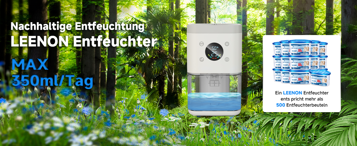 Електричний осушувач повітря 1800 мл, тихий, з функцією автоматичного відтавання, очищення повітря та захист від вологи, для спальні/ванної кімнати - білий