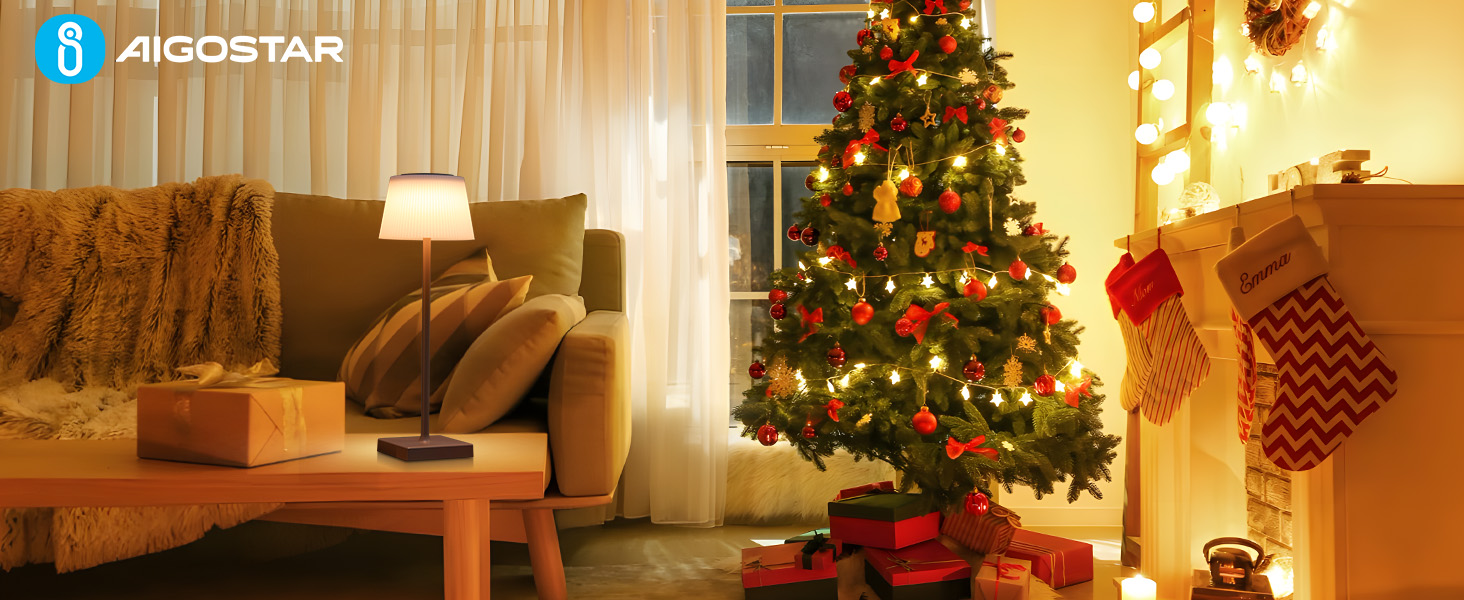 Aigostar LED акумуляторна настільна лампа бездротова, торшер з сенсорним керуванням, 3 режими кольору, IP54 вологостійка, для дому та саду (темно-коричнева)