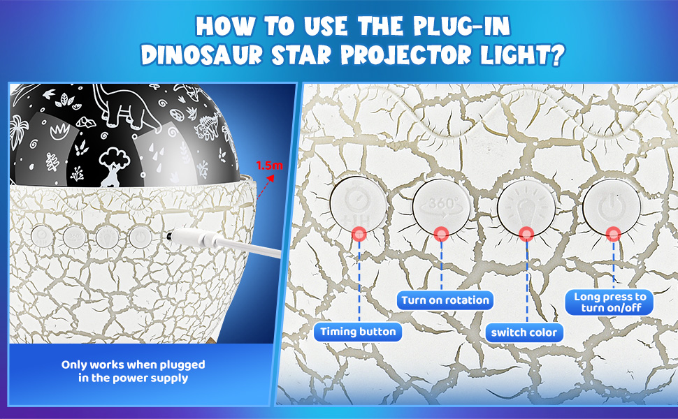 Динозавр Зоряне небо Проектор Нічник, подарунок для хлопчиків 2-8 років, Dino Egg Lamp