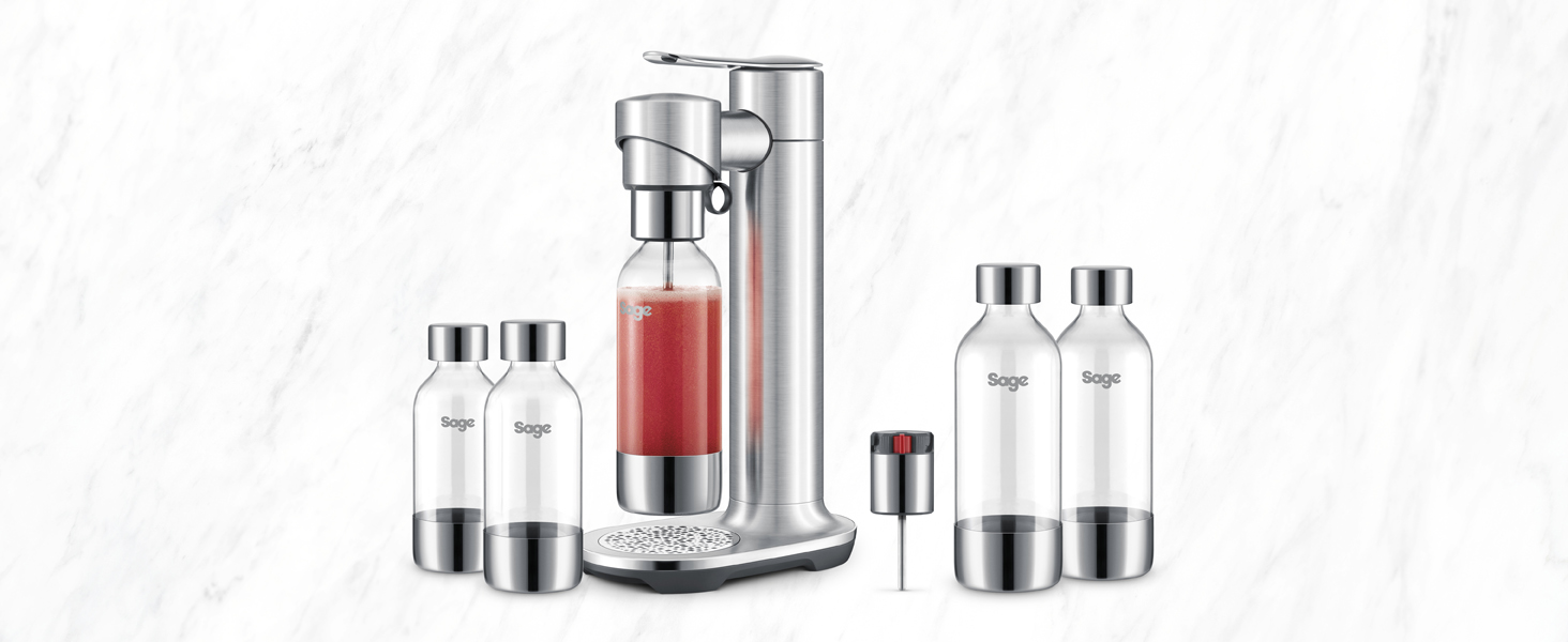 Сифон для газування води Sage The InFizz Fusion, домашній содомейкер, матова нержавіюча сталь
