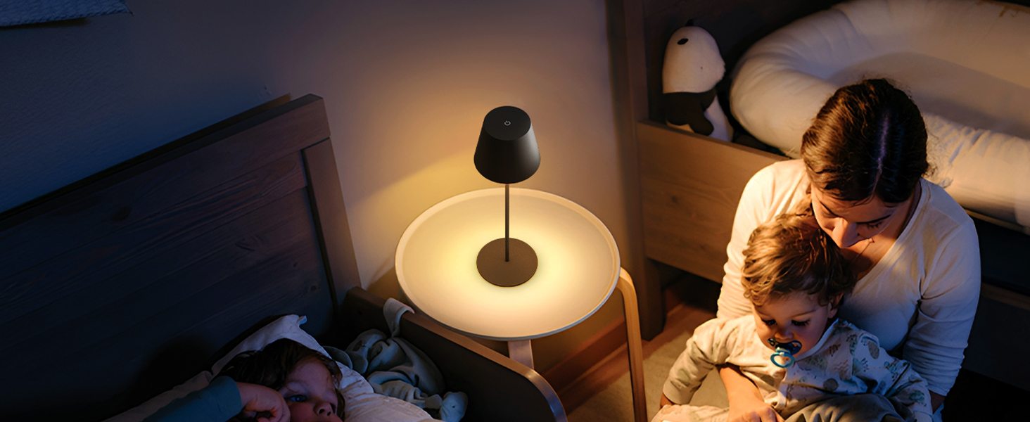 MALUX 2 шт. LED настільна лампа бездротова з сенсором, для дому та вулиці, перезаряджувана, з таймером, 3 режими температури, регулювання яскравості, чорний колір