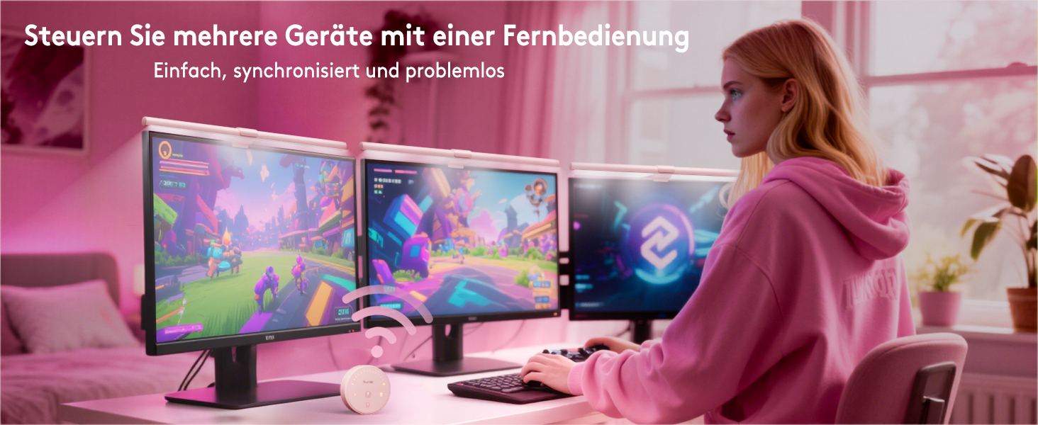 RGB-лампа для монітора Quntis 51 см з підсвічуванням, пультом керування, 15 режимів, для геймінгу, USB, для ПК, офісу