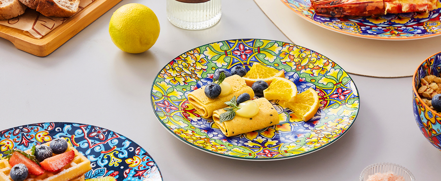 Сервіз столовий на 6 осіб SIMI 18tlg. Комбінований сервіз з порцеляни, 18 предметів. Богемський стиль, включає тарілки для їжі, десертні тарілки та миски.