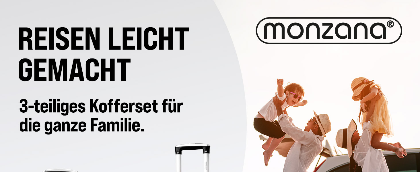 Чемодан набір Monzana® 3шт з TSA замком, вагами, органайзером, гелевими ручками, подвійними колесами, валіза-тролей, жорсткий корпус, M-L-XL, колір шампань