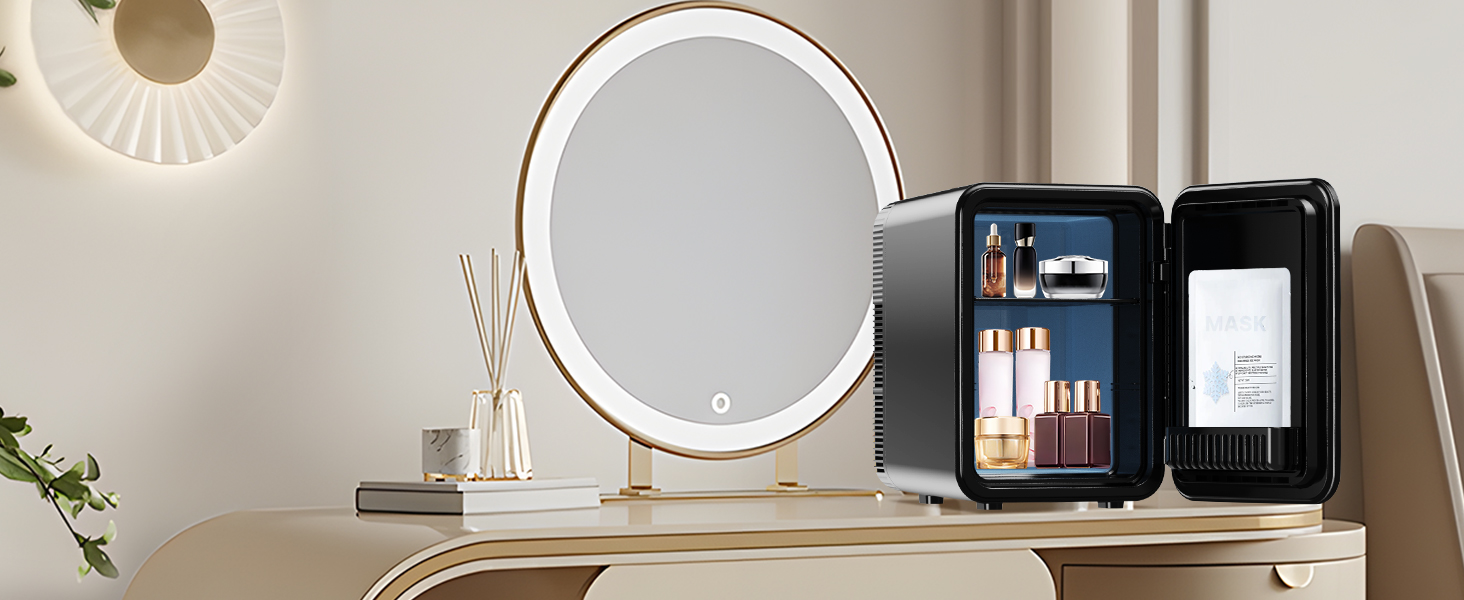 Mini холодильник Enventor 10L: компактний, тихий, з функцією охолодження та нагріву (12V/220V) для авто, спальні, офісу, косметики (чорний)