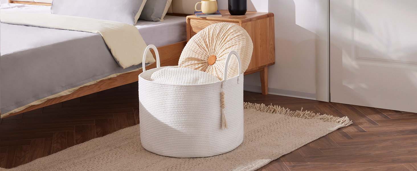 Плетіний кошик для білизни Youdenova 65L - великий кошик для зберігання, плетений кошик для ковдр, іграшок, дитячої кімнати, вітальні