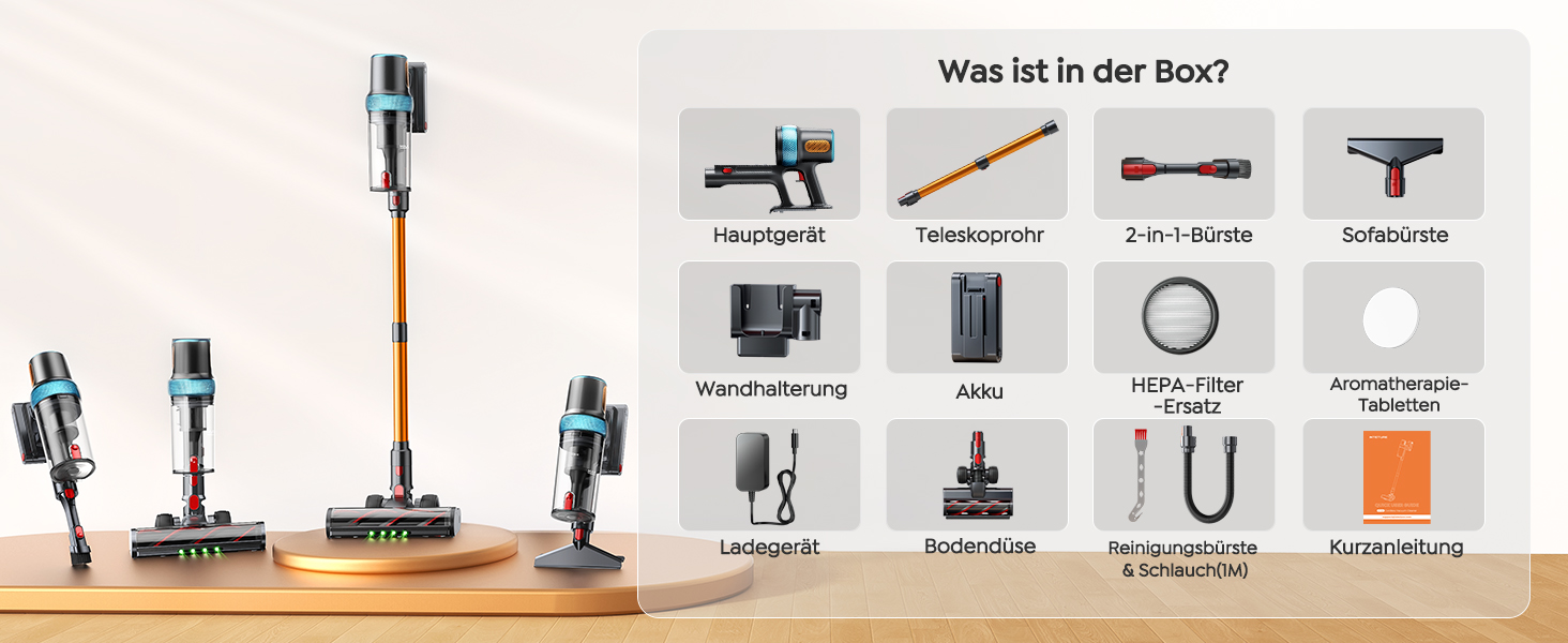 Бездротовий акумуляторний пилосос 50KPA/600W з подовжуваним шлангом 1м, стійка підставка, автоматичний режим, насадка проти ковтунів, багаторівнева фільтрація для килимів/твердих поверхонь/автомобіля