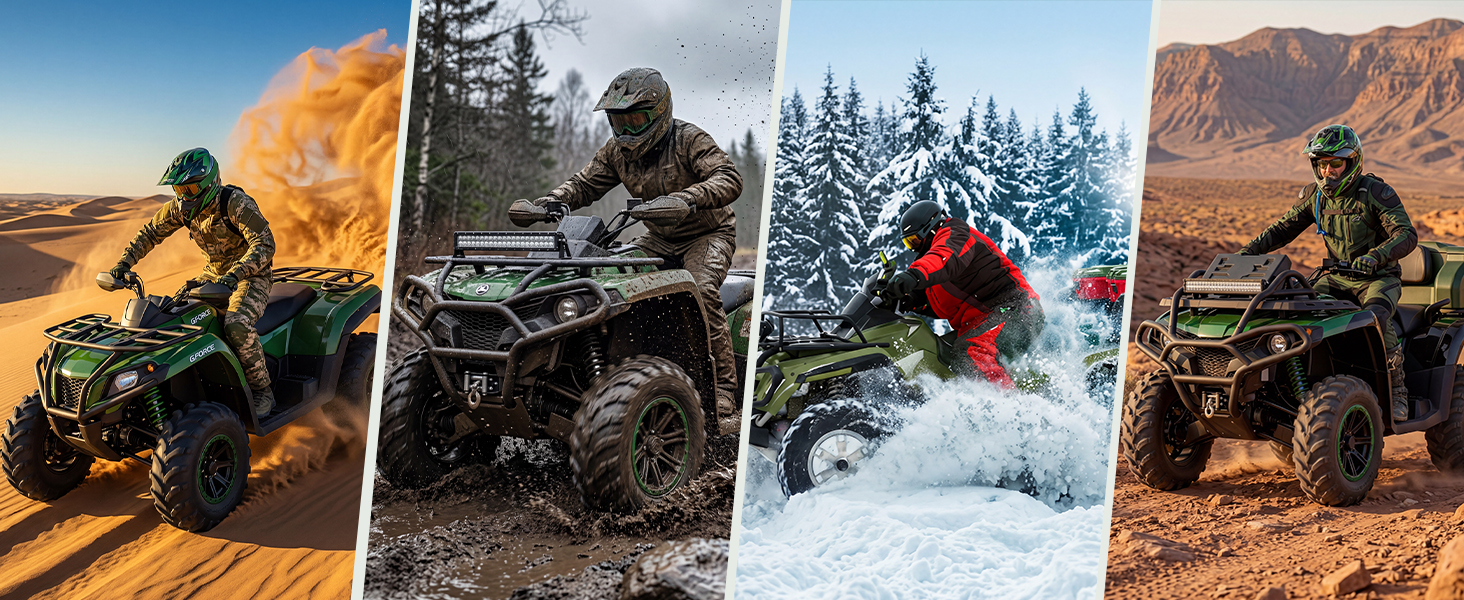 Водонепроникний захисний чохол для квадроцикла NEVERLAND Quad ATV XXXL (256 x 110 x 120 см), чорно-сріблястий/зелений