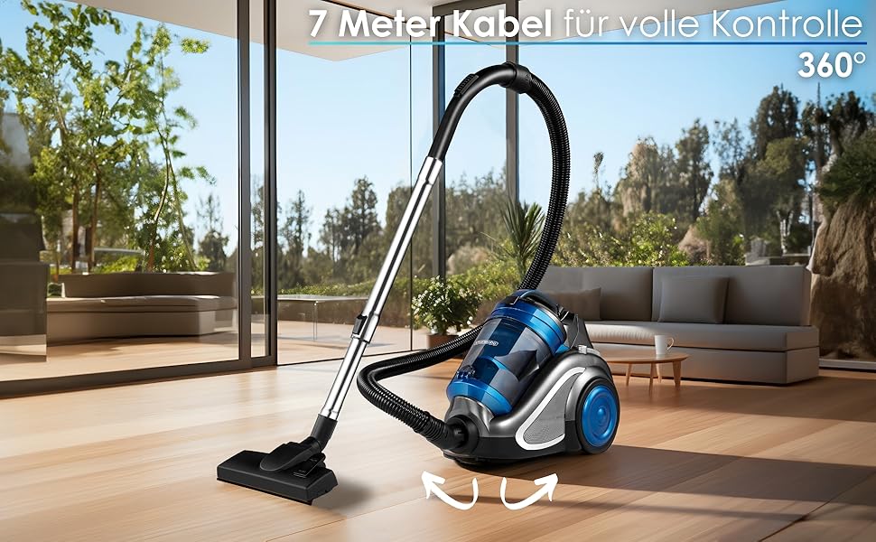 Пилголом Steinborg без мішка HEPA фільтр 2в1: для підлоги, щілини, м'яких меблів, 7м, 7м, 360° гнучкий шланг