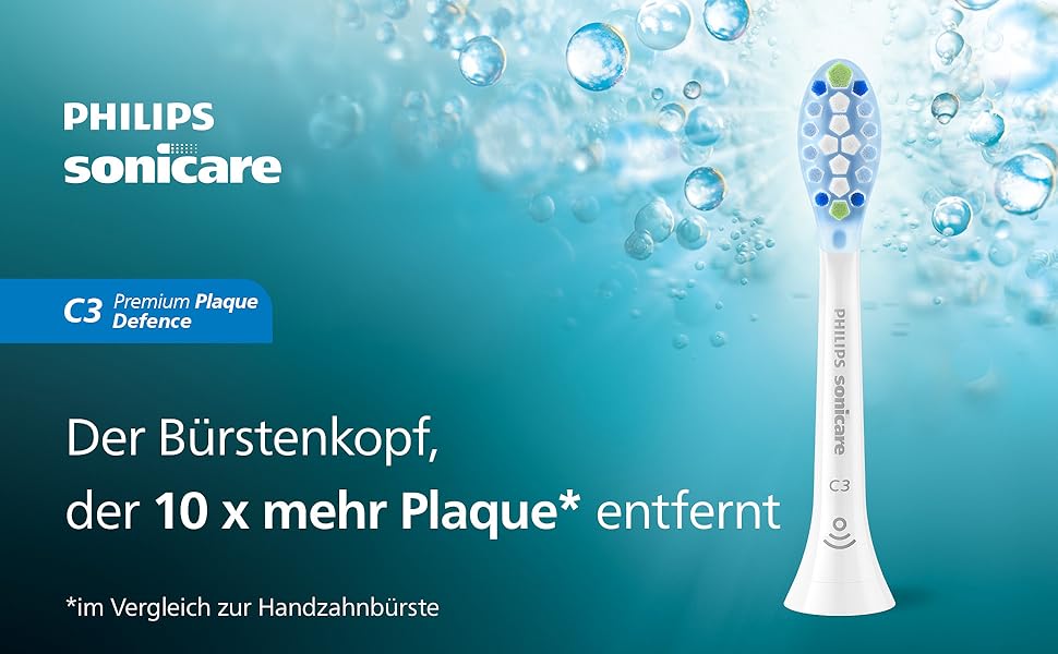 Змінні насадки для електричної зубної щітки Philips Sonicare C3 Premium Plaque Defense, білі, 6 шт., HX9046/87