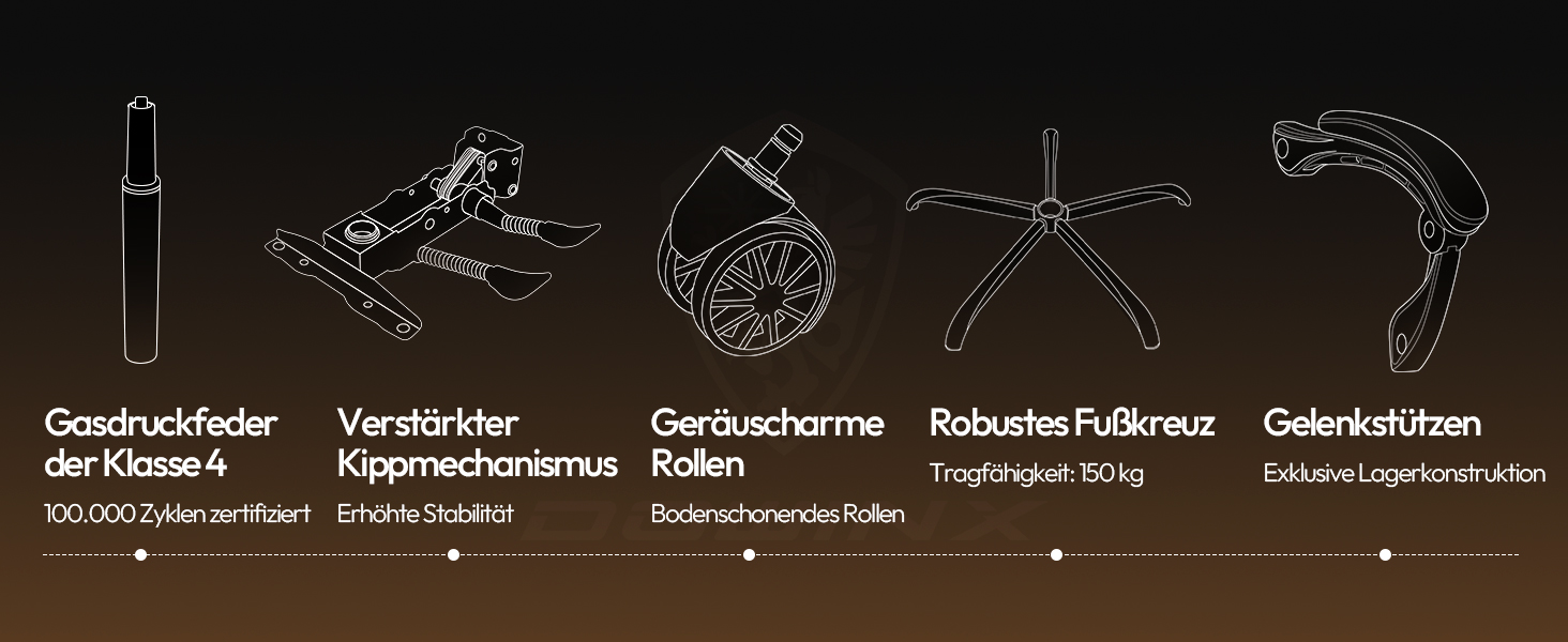 Ігровий крісло Dowinx з масажем, ергономічний дизайн, підтримка попереку та шиї, до 135 кг, шкіра, чорний (червоний)