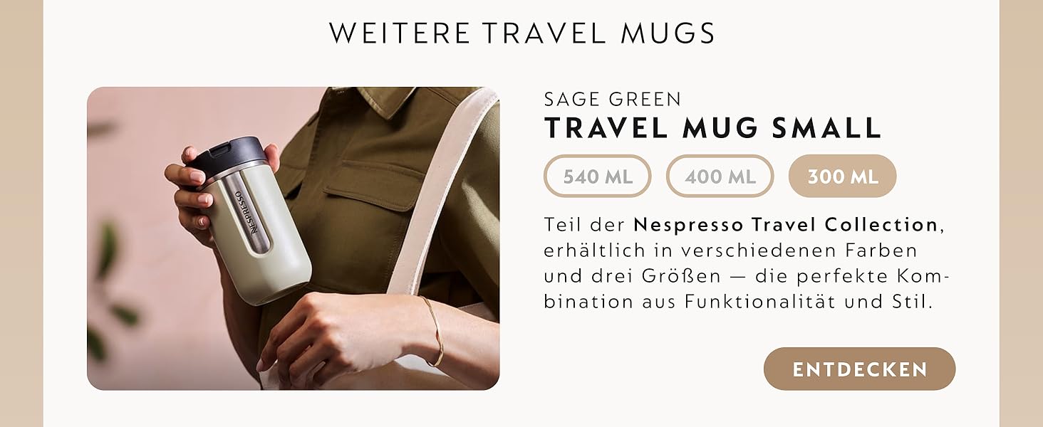 Термокружка Nespresso Touch з нержавіючої сталі, 345 мл, ізольована, витримує протікання