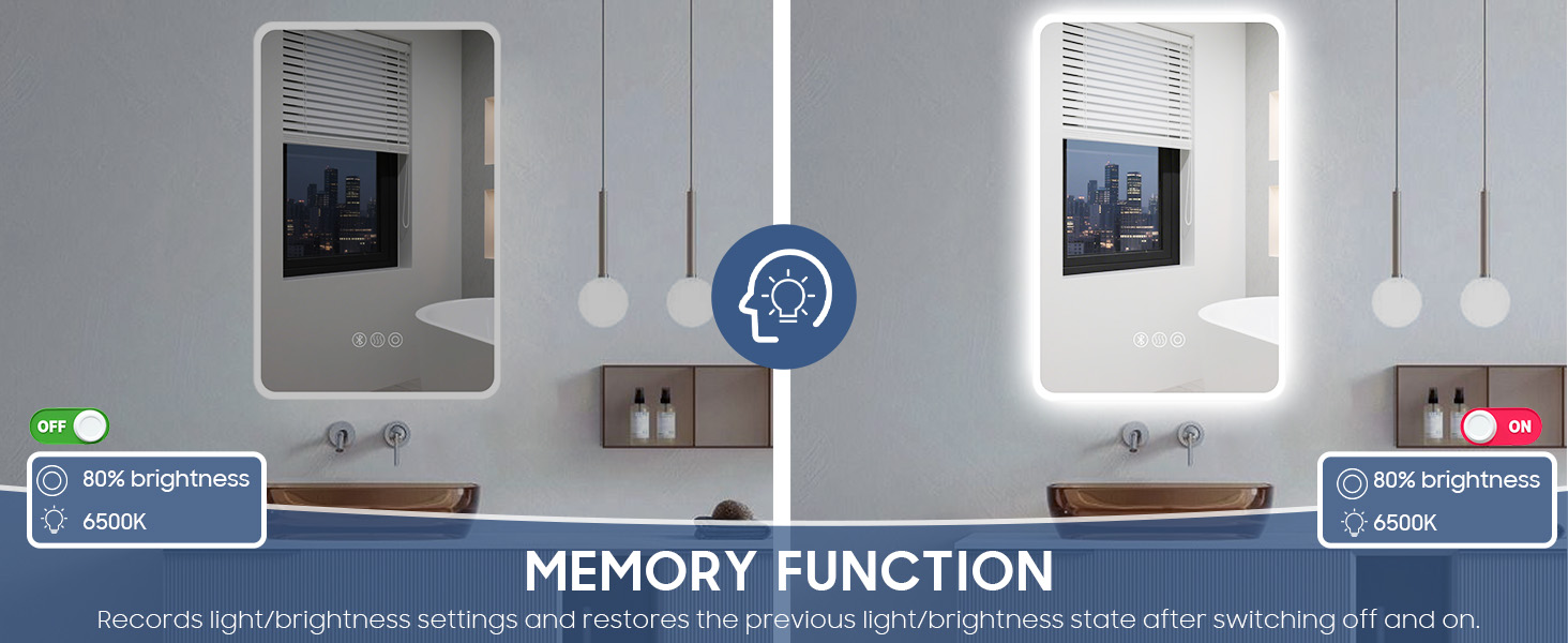 Дзеркало для ванної кімнати Habison з підсвічуванням, Bluetooth, 60x80 см, LED, протитуманне, 3 режими, диммування, IP44