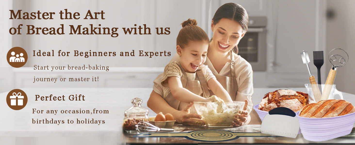 Набір для закваски Sauerteig: 650 мл скляний ферментер, силіконові корзини для випічки (круглі та овальні), 30-ти елементний набір для випічки хліба, легко мити та зберігати. Подарунок для початківців та досвідчених пекарів (8 шт. синій набір для ферментації).