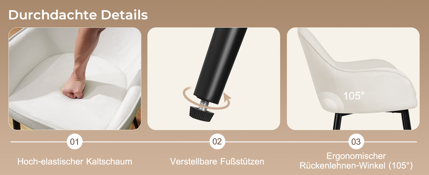 Крісла ELUCHANG для їдальні (4 шт.) з підлокітниками, м'які, з велюру, до 120 кг, для кухні, вітальні, їдальні, темно-сірий колір