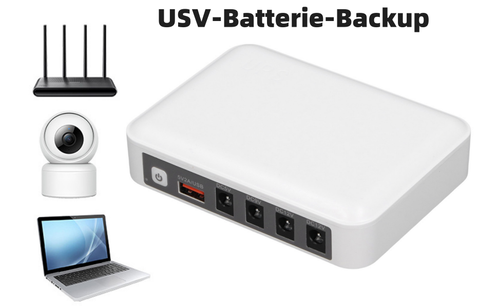 ДБЖ (UPS) з акумулятором, 6000 мАг, резервне живлення з інтелектуальною LED-індикацією, 5 В, 9 В, 12 В вихід, багатофункціональний захист, неперервна подача живлення (EU-штекер)