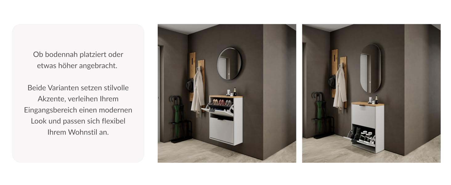 Взуттєва шафа Planetmöbel з 3 стінками, 6 полицями, 60 x 23 x 118 см, білий/сірий колір