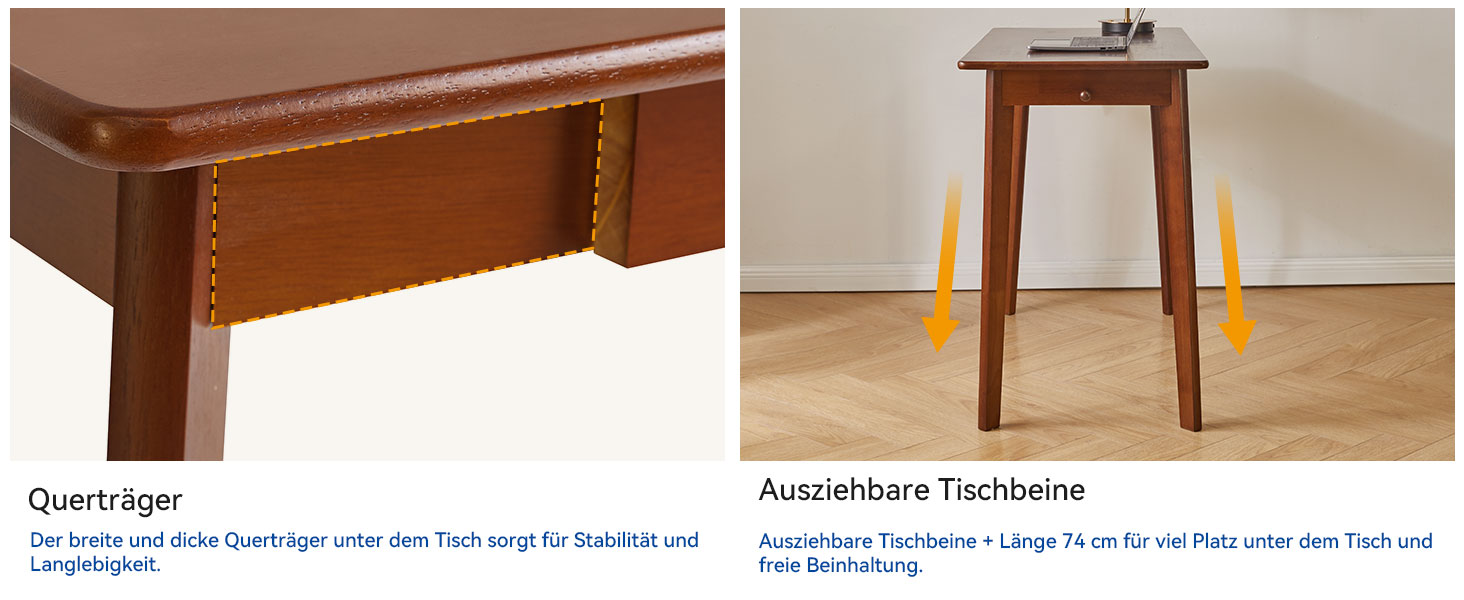 Дерев'яний письмовий стіл з шухлядою та вішалкою, 100x50x75 см, YD-WD01N, Рустикальний коричневий