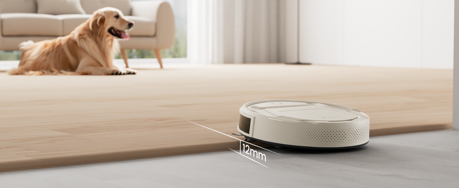 Робот-пилосос LEFANT M210P, супертонкий робот-пилосос, потужність всмоктування 2200 Па, час роботи 120 хв, Wi-Fi, оптимізований для килимів, шерсті домашніх тварин, твердої підлоги, робот-пилосос із зарядною станцією, сіре шампанське M210P Champagne Grey