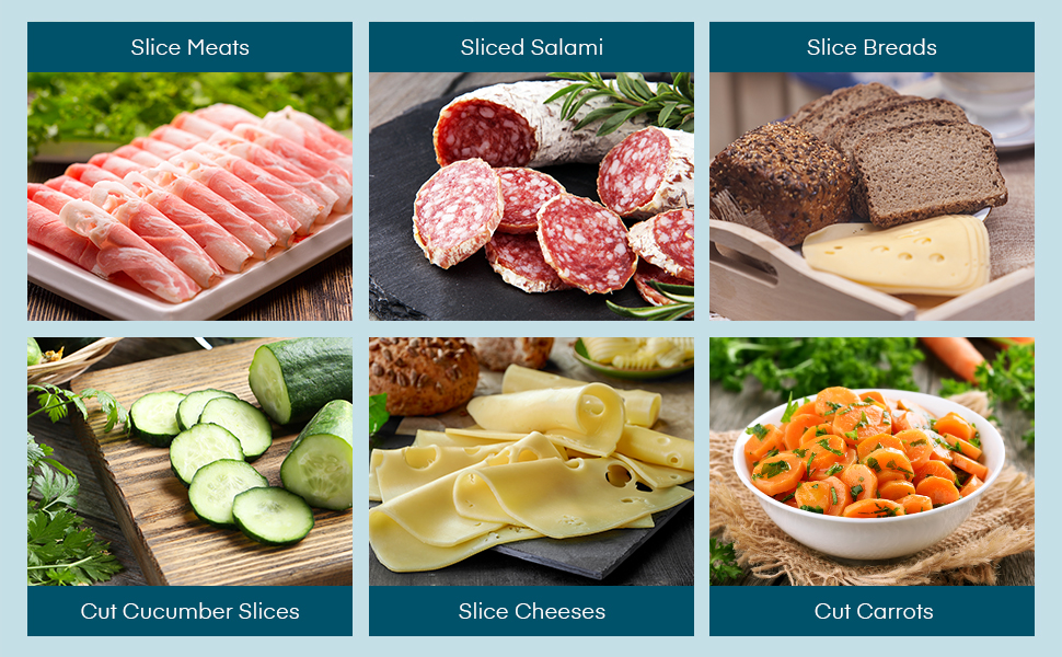 Електричний слайсер 200W з нержавіючої сталі - кухонний слайсер для м'яса, сиру, хліба та ковбаси, регулювання товщини шару 0-15 мм, 2 леза