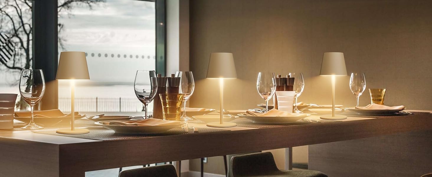 LED настільна лампа Lundwa на акумуляторі 26 см, 5000 мАг, 3W, 3000K, IP54, для кемпінгу, ресторану, спальні, бару (1 шт.)