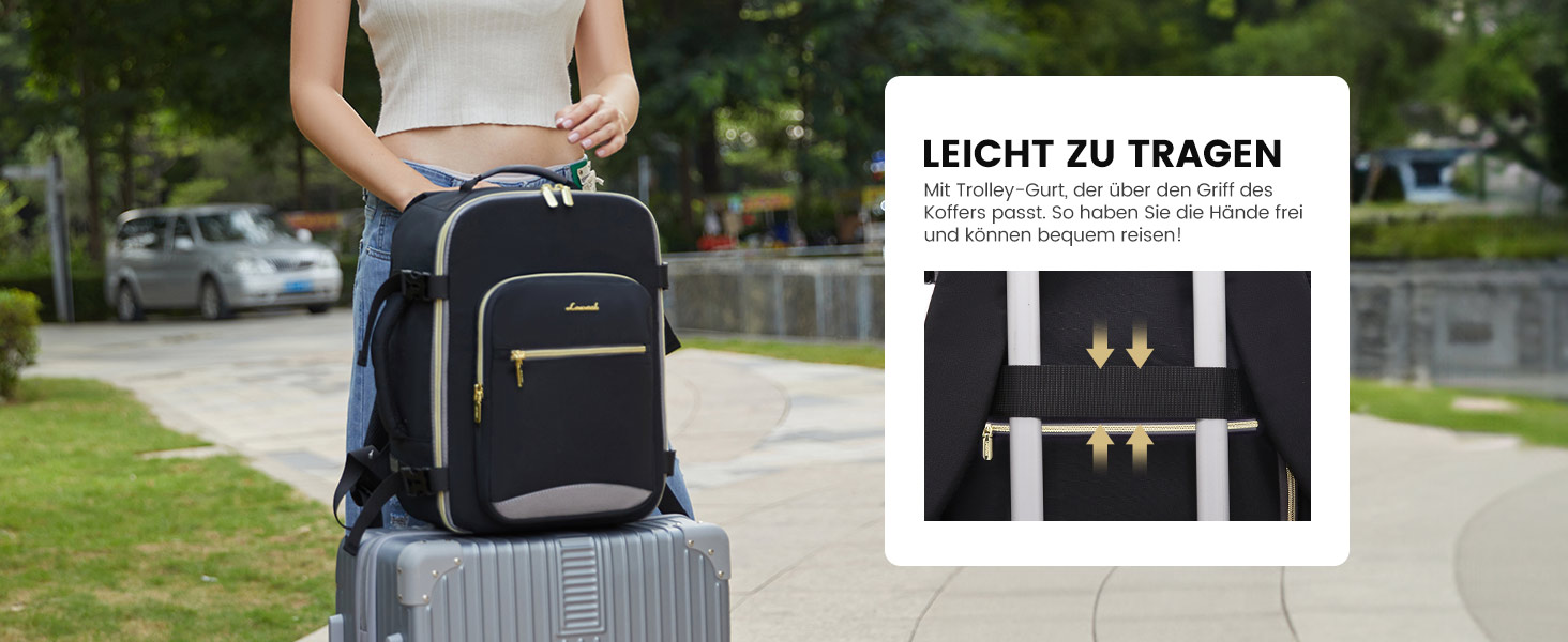 Рюкзак LOVEVOOK для ручної поклажі Ryanair, 40x20x25 см, для ноутбука 13.3 дюйма, чорний/сірий, підходить для Eurowings, Wizz Air