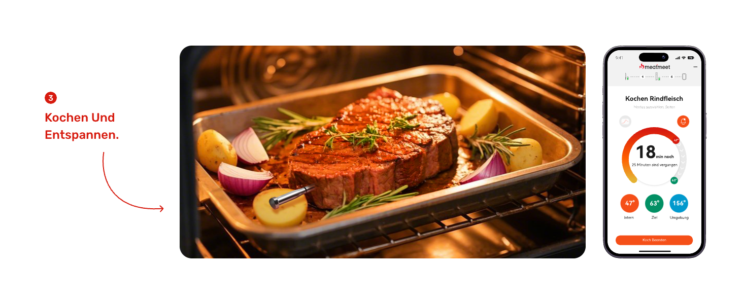 Бездротовий термометр для м'яса S Pro з Bluetooth, 6 датчиків, ±0,1°C, моніторинг через додаток, таймер, будильник, IP69 водонепроникний та олієстійкий