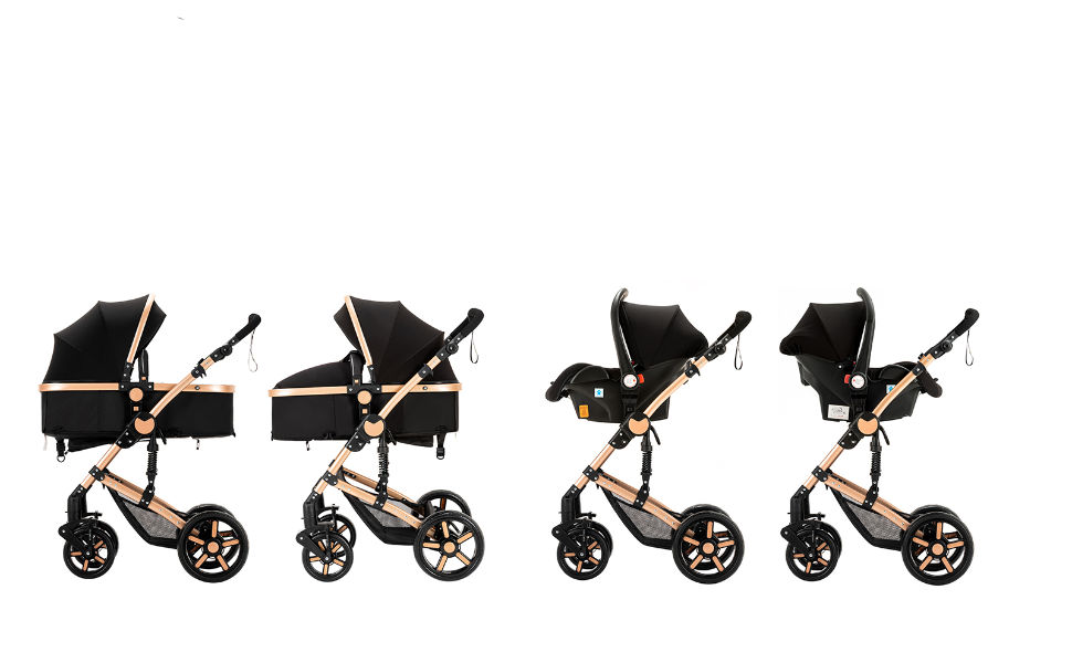 Дитяча коляска 3 в 1 з шасію-книгою та подвійною амортизацією, механізм складання одним кліком для новонароджених та малюків (Сірий)