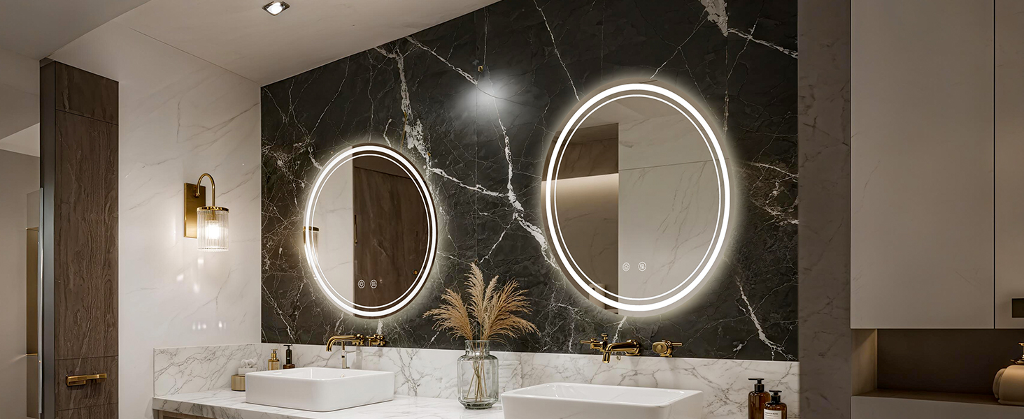 Дзеркало для ванної кімнати з підсвічуванням 70x50 см, LED, Smart, антизапар, 3 кольори, диммування, вертикальна/горизонтальна орієнтація