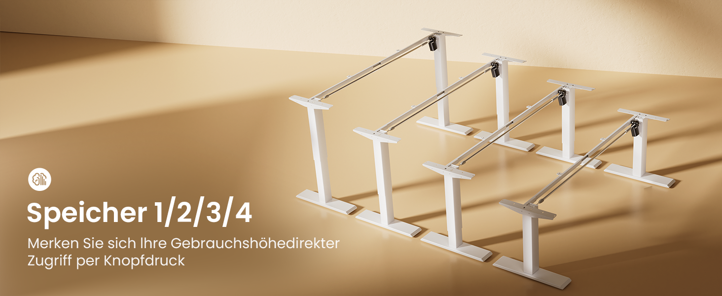 Електричний регульований стіл MAIDeSITe T1 Pro (білий) з 4-ма пам'ятями, міцний мотор та стійка металева база