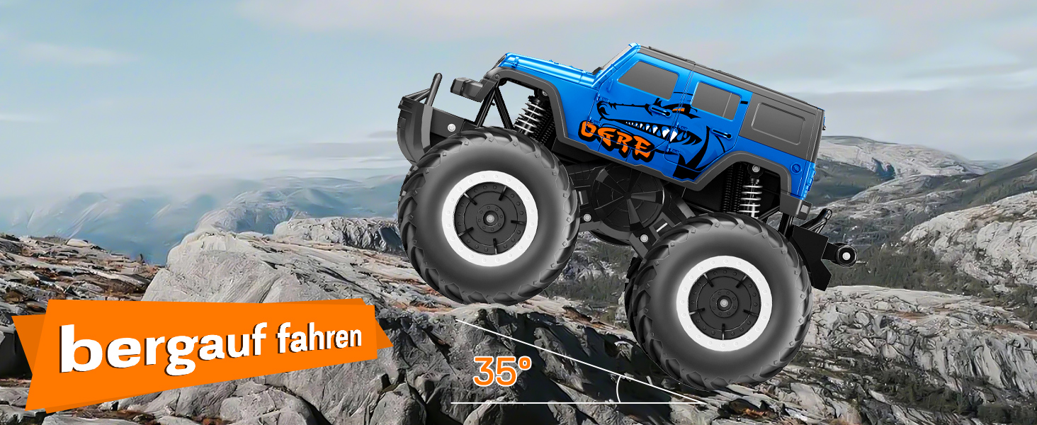 Радіокерований позашляховик Monstertruck 2.4GHz 4WD (до 15+ км/год) з двома акумуляторами, водонепроникний, для дітей від 6 років