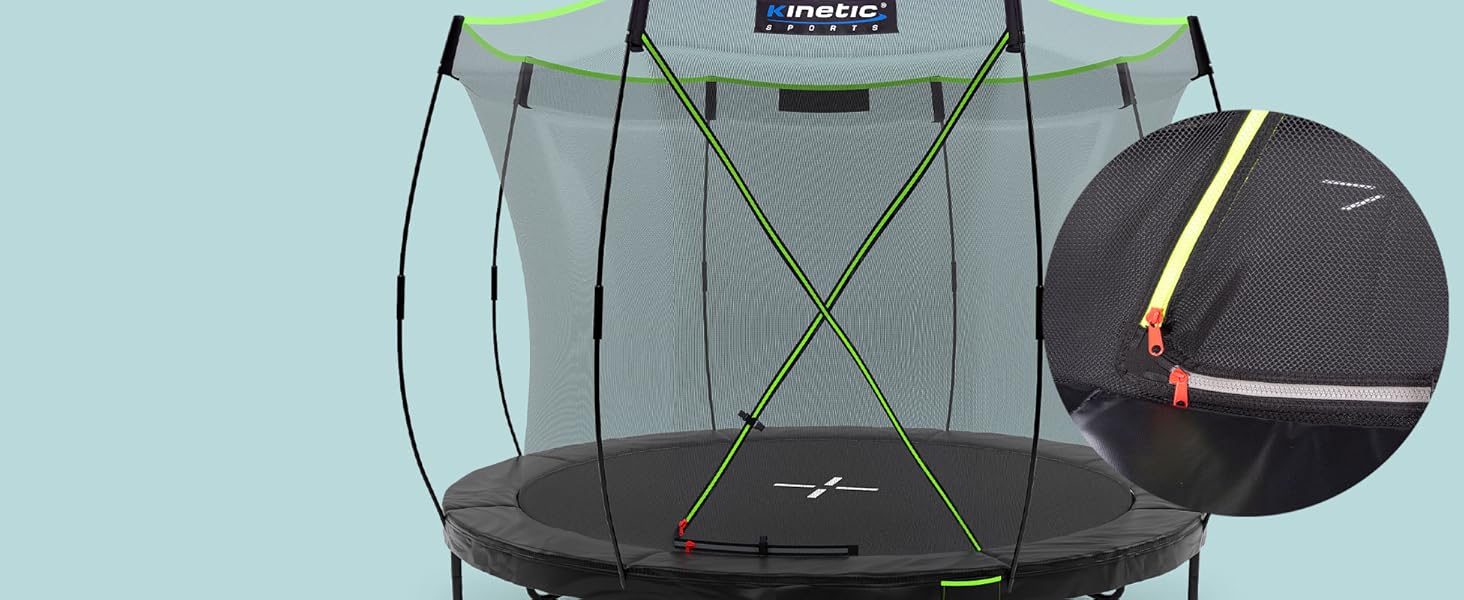 Батут Kinetic Sports 'Ultimate Pro' Ø 305 см для дітей з драбиною та захисною сіткою - чорно-неоново-зелений