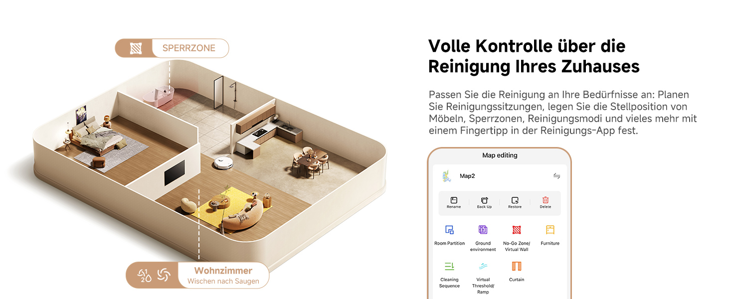 Робот-пилосос Mova P50 Pro Ultra з мокрою прибиранням, 19000 Па, самоочищення гарячою водою, бічні щітки, LDS-навігація, RGB AI, уникнення перешкод, автоматичне спорожнення/поповнення