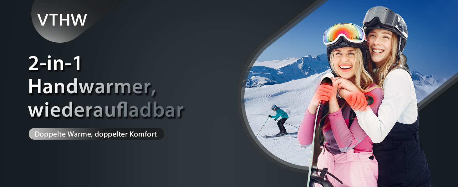 Електричні грілки для рук VTHW 2 шт. - перезаряджувані, USB, 20 годин тепла, 3 рівні температури, для спорту та артриту (Сірий)