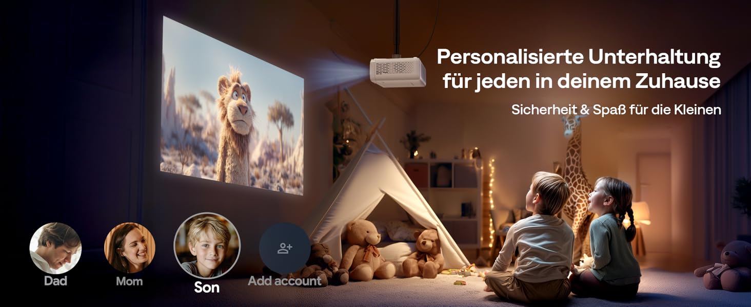 Aurzen Eazze D1 Smart Beamer: 4K проєктор для дому з Wi-Fi, Bluetooth, Netflix, Dolby Audio, автофокусом та корекцією трапеції. Підтримує Full HD 1080P. Білий (GTV)