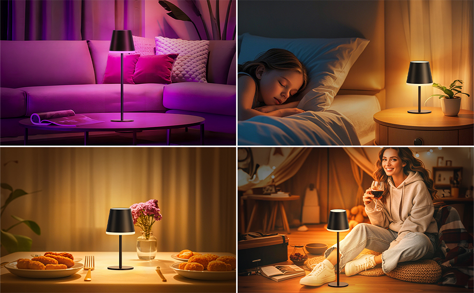 LED-лампа NIBSHOOM настільна бездротова диммируемая, 5200mAh, RGB, IP54, 2 шт.