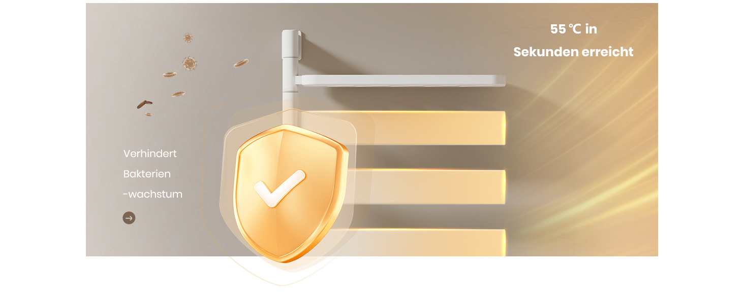 Електричний сушильник для рушників EMKE 180° з полицею, Wi-Fi, 120W, 760x450 мм, білий