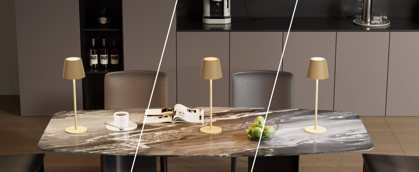 LED настільна лампа K-Bright 2 шт. з регулюванням яскравості, акумуляторна, бездротова, 3000K/4000K/6000K, USB-C, IP54, хакі, 2 шт.