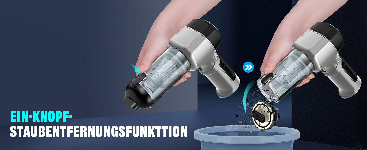 Акумуляторний ручний пилосос 4-в-1 для авто та дому, потужність 25000Па, бездротовий електроповітродув для прибирання шерсті, кухні та ПК, чорний