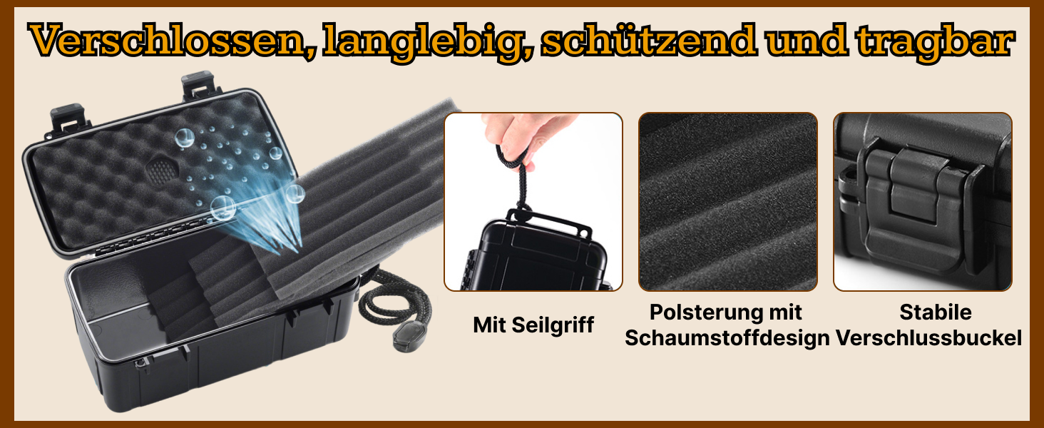 Портативний цигарний вологозбережувач (гумодор) у кейсі, водонепроникний, для 10 цигарок, розмір L (23,8 x 12,7 x 9,6 см)