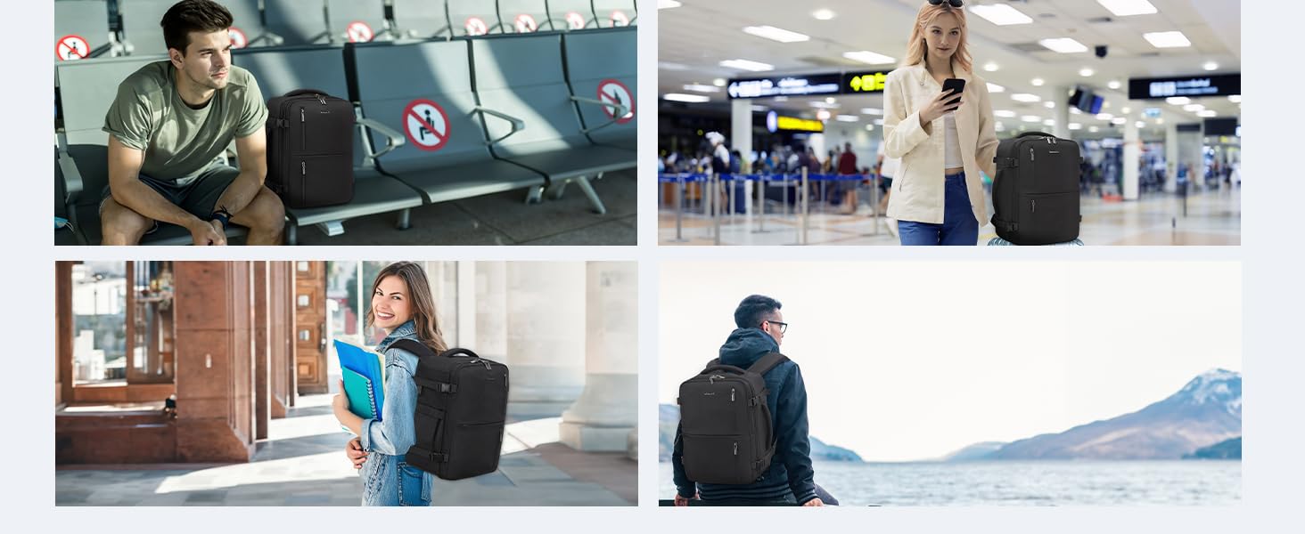 Рюкзак LOVEVOOK для ручної поклажі 40x30x20, 24л, для ноутбука 14 дюймів, з USB, чорний