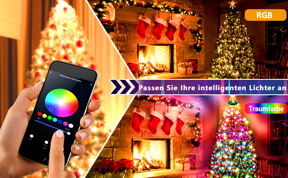 DOTWAYAW Гірлянда світлодіодна святкова 40м 400 LED, керування через додаток, 16 млн кольорів RGB, для прикраси ялинки