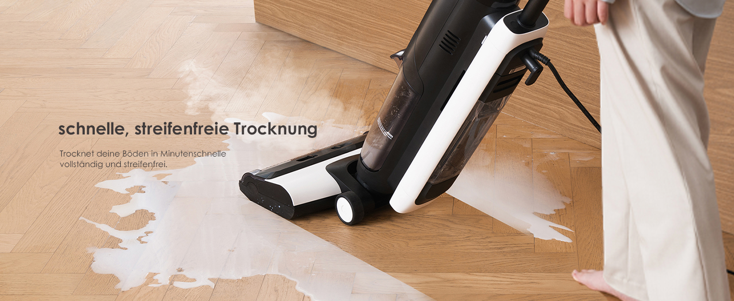 Tineco Floor ONE iFloor 5 Steam: Пилосос 2-в-1 для вологого та сухого прибирання з гарячим повітрям, 20 кПа, 40 хв роботи