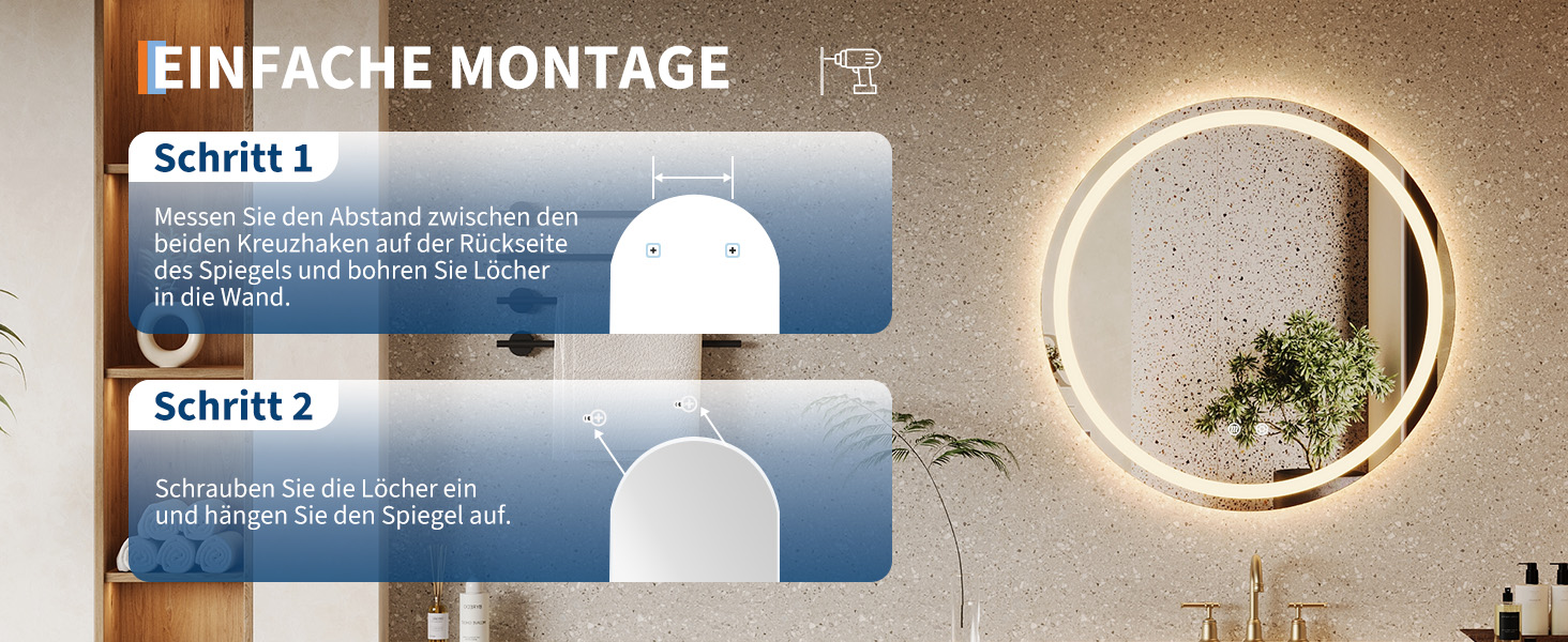 Дзеркало для ванної кімнати Porto Alegre з підсвічуванням, 60x80 см, протизапітніння, 3 кольори світла, регулювання яскравості, LED, сенсорний вимикач