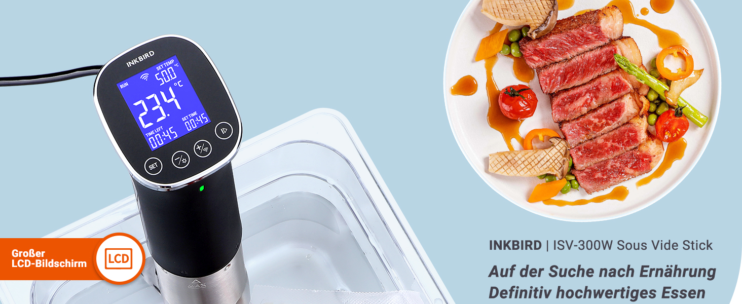 Су-від кухонний нагрівач ISV-300W з Wi-Fi | Професійний су-від для приготування їжі, точна температура ±0,1°C, IPX7 водонепроникність, APP-рецепти